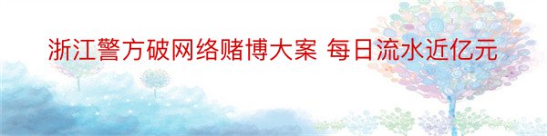 浙江警方破网络赌博大案 每日流水近亿元