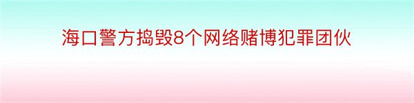 海口警方捣毁8个网络赌博犯罪团伙