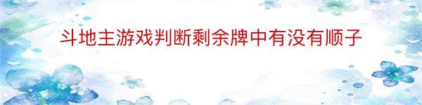 斗地主游戏判断剩余牌中有没有顺子