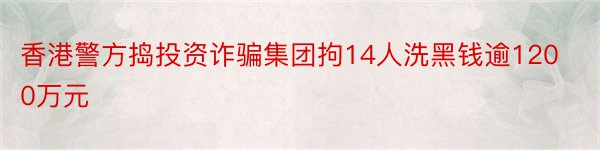 香港警方捣投资诈骗集团拘14人洗黑钱逾1200万元