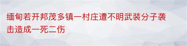 缅甸若开邦茂多镇一村庄遭不明武装分子袭击造成一死二伤